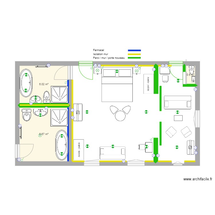 Chambres 305 et 306. Plan de 0 pièce et 0 m2