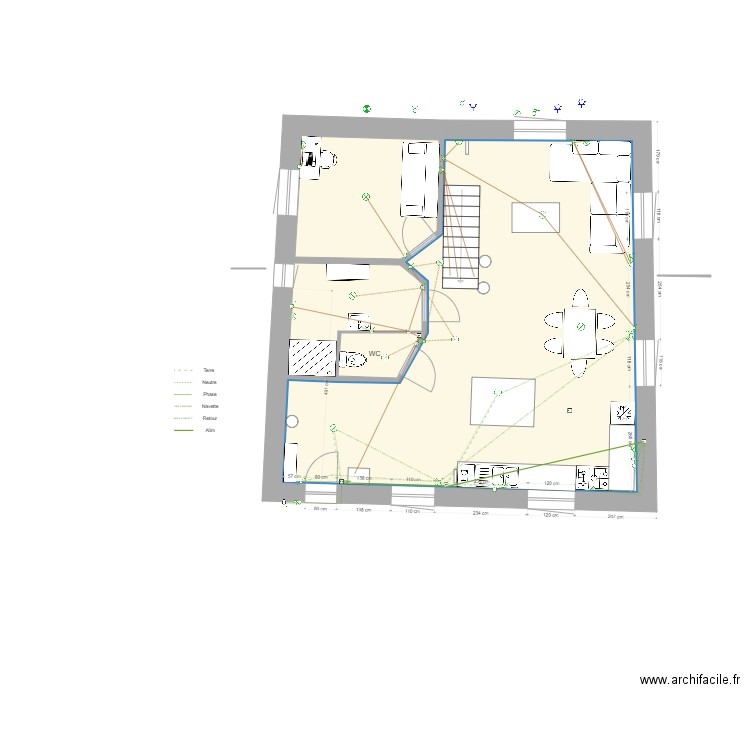 PLAN RDC 3eme VOLET alternatif 4 ELEC LUMIERE. Plan de 8 pièces et 148 m2