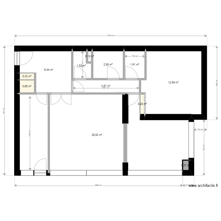 Plan appartement Projet 1 VERSION 1. Plan de 12 pièces et 69 m2