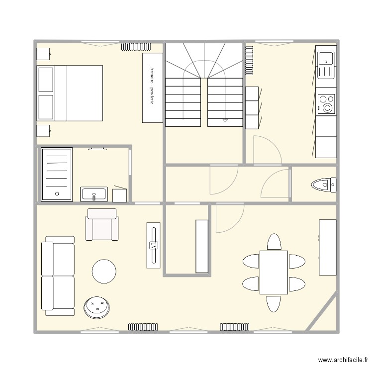 Dubessay 1er. Plan de 9 pièces et 68 m2