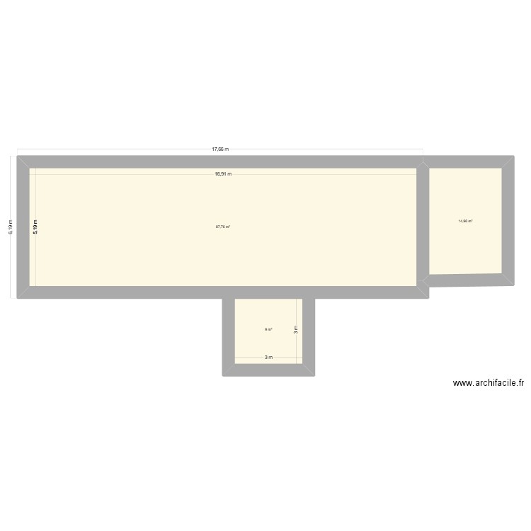 Etage. Plan de 3 pièces et 112 m2