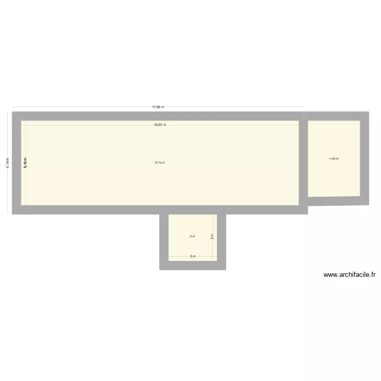 Etage. Plan de 3 pièces et 112 m²