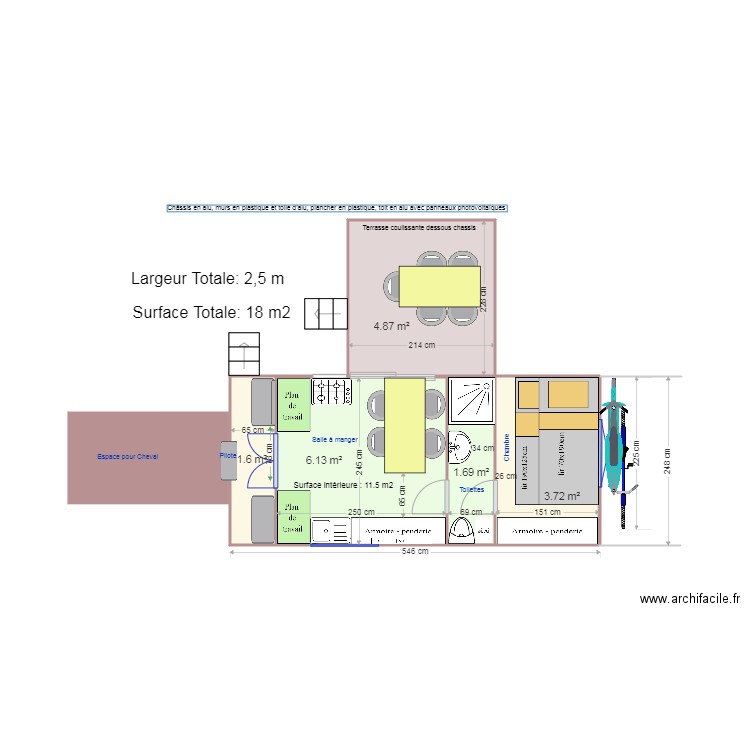 Roulotte 550 cm 4 places B. Plan de 0 pièce et 0 m2