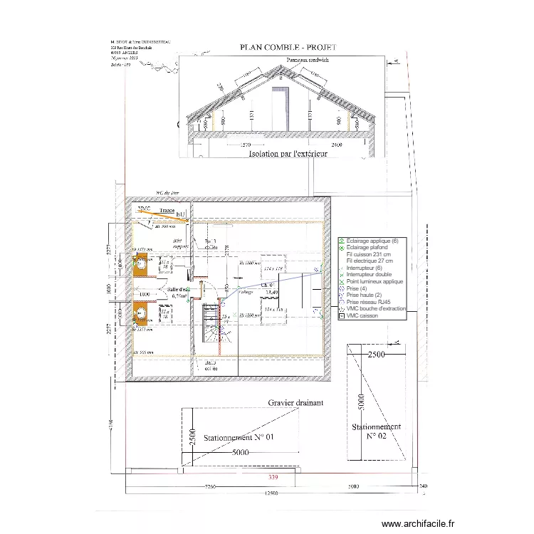Plan R+2 électrique Binot Guineberteau 0502. Plan de Plan R+2 électrique Binot Guineberteau 0502. Plan de