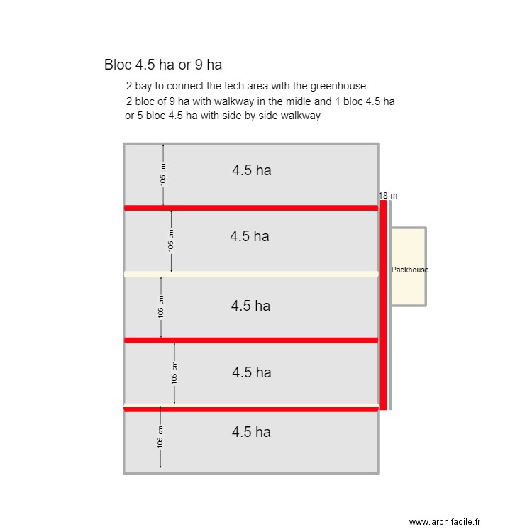 bloc 4.5 or 9 ha. Plan de 6 pièces et 24 m2