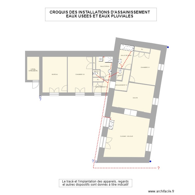 PLAN HOSTE assainissement. Plan de 15 pièces et 109 m2