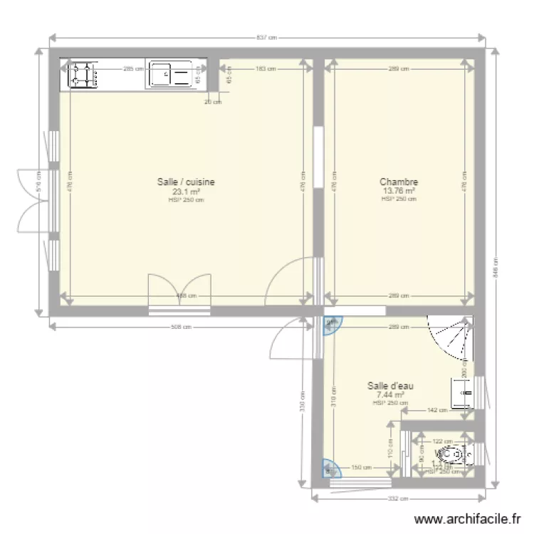 F2 rez de jardin. Plan de 