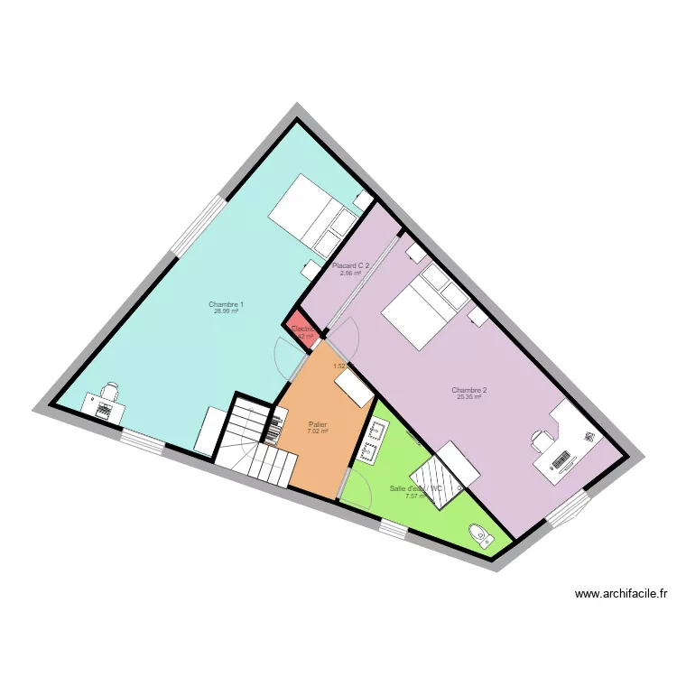 00000A Etage 2 Meubl&eacute; Varilhes. Plan de 