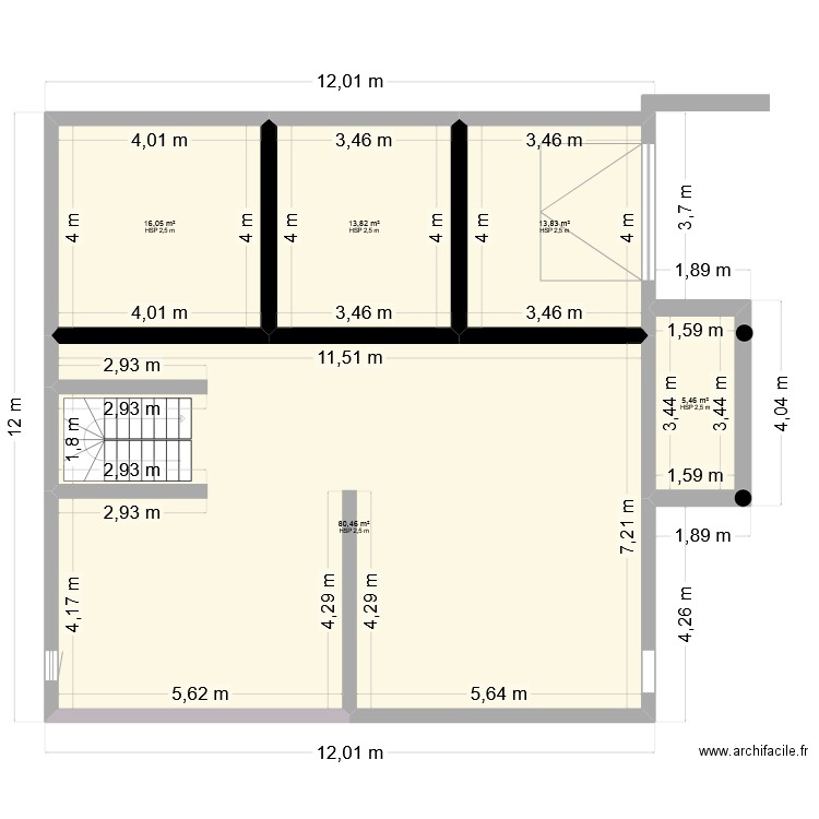 plan maison rdc. Plan de 1 pièce et 80 m2