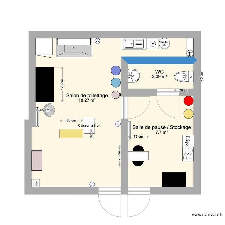 Plan du salon de toilettage 2. Plan de 0 pièce et 0 m2
