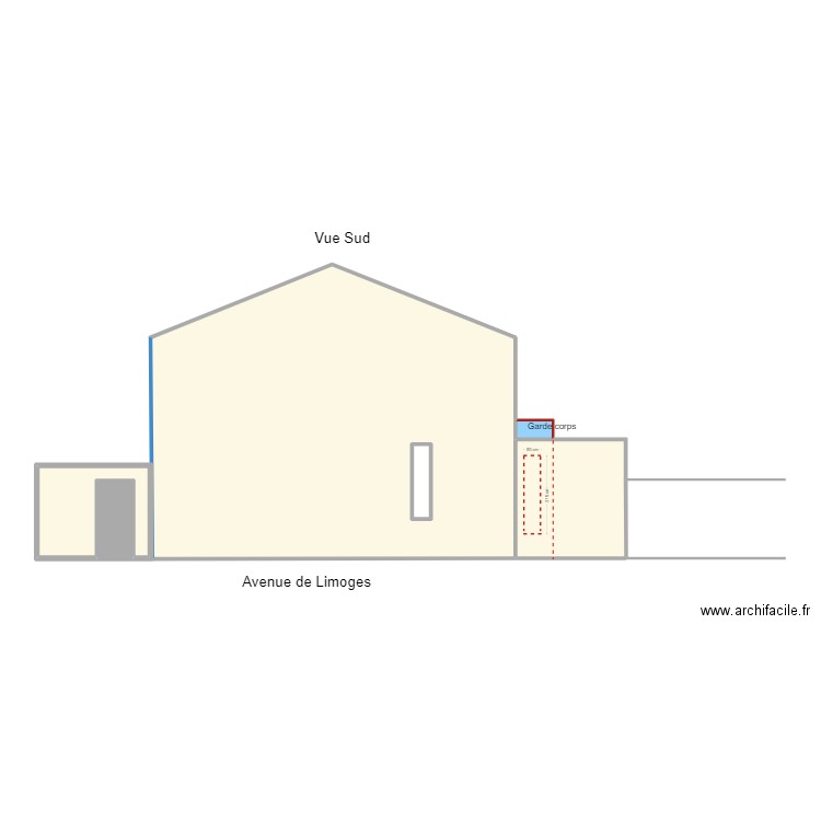 garage vue Sud. Plan de 6 pièces et 87 m2