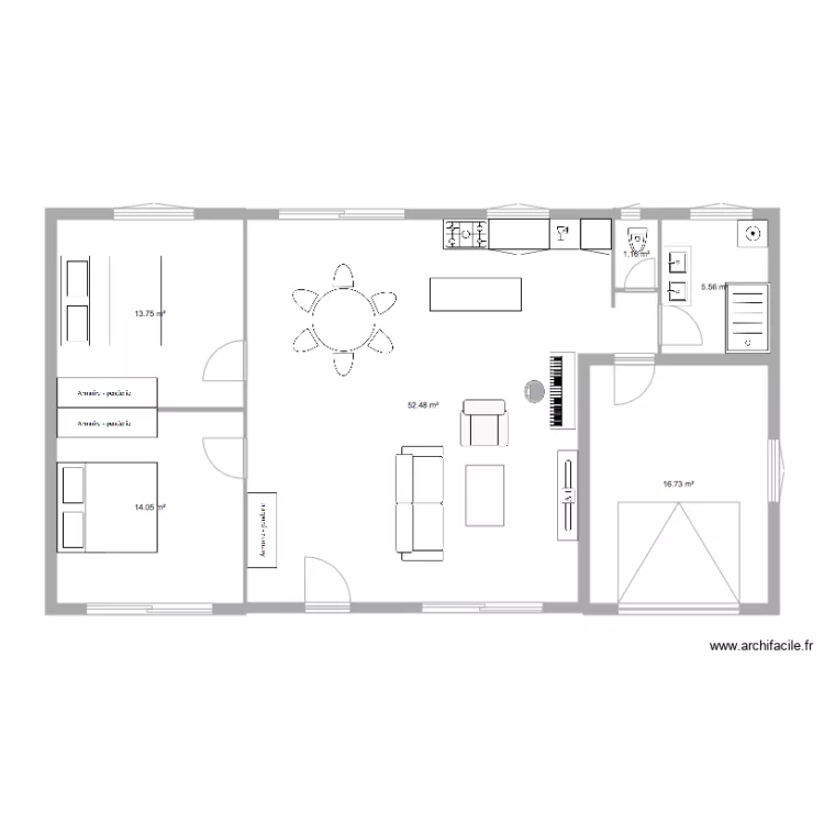 maison 98M2 revissée. Plan de maison 98M2 revissée. Plan de
