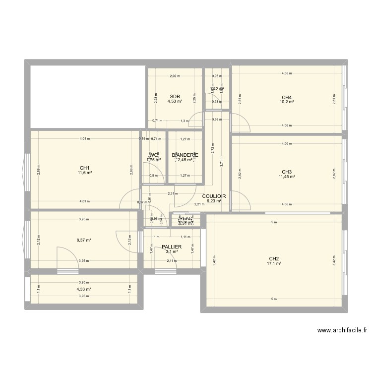 PLAN ÉVRY LAFORET. Plan de 13 pièces et 83 m2