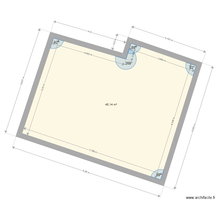 plan Adèle Brami depuis géoportail. Plan de 1 pièce et 45 m2