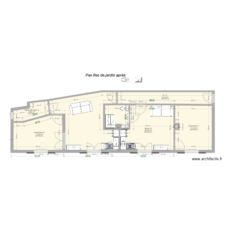 cuisine appart 2. Plan de 6 pièces et 75 m2