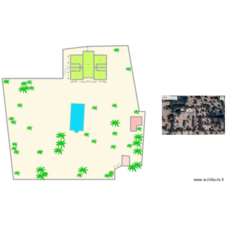 LILI RIAD plan ensemble vue aerienne. Plan de 12 pièces et -1095 m2