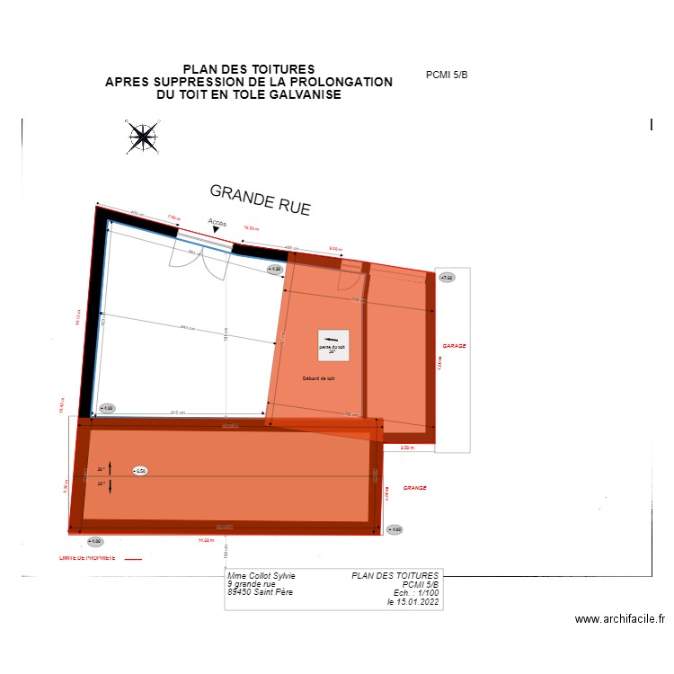 pcmi 5 APRES SUPPRESSION DU TOIT. Plan de 3 pièces et 175 m2