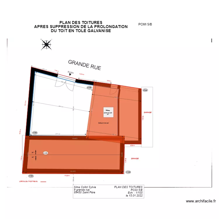 pcmi 5 APRES SUPPRESSION DU TOIT. Plan de 