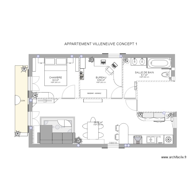 APPARTEMENT VILLENEUVE CONCEPT 1. Plan de 0 pièce et 0 m2