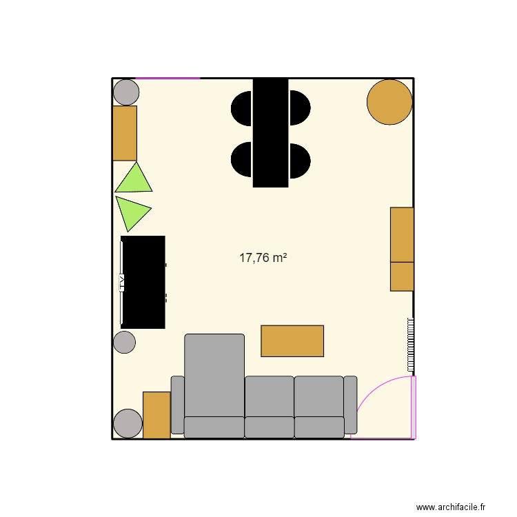 Salle à manger. Plan de 1 pièce et 18 m2