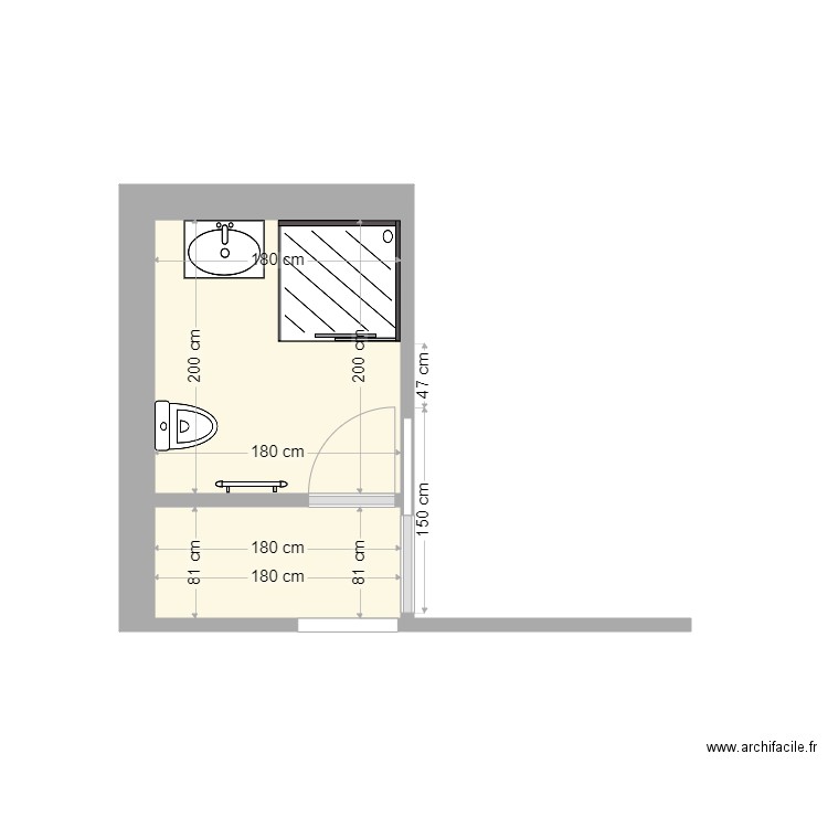 sdb etage bis. Plan de 2 pièces et 5 m2