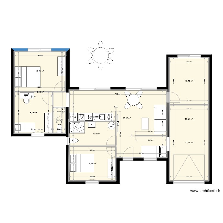 Chamblas. Plan de 10 pièces et 188 m2