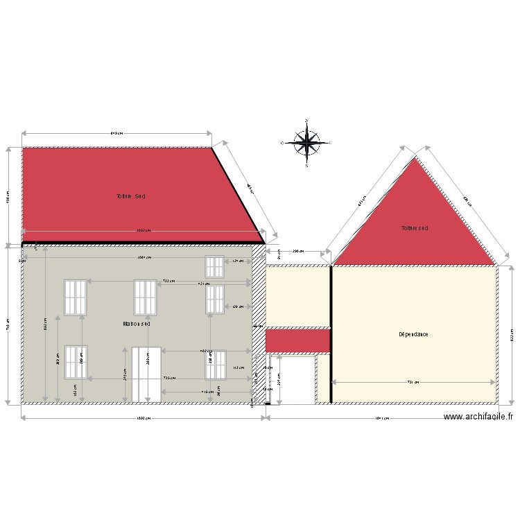 façade SUD Maison 6. Plan de 0 pièce et 0 m2