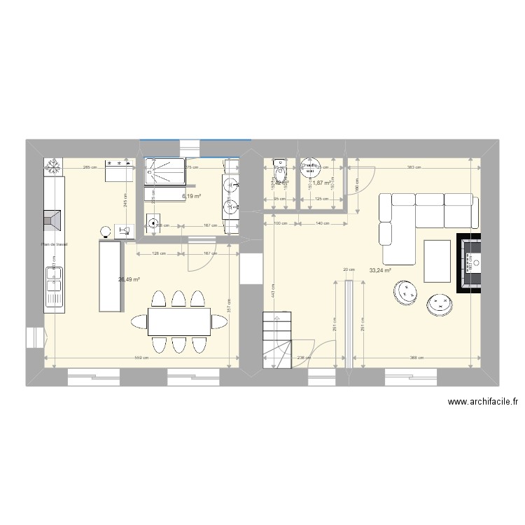 Chanteoiseau RDC APRES. Plan de 5 pièces et 69 m2