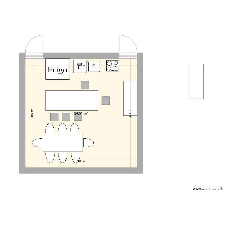 Cuisine. Plan de 1 pièce et 25 m2