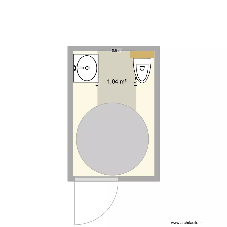 toilettes pmr. Plan de 1  et 4 m²