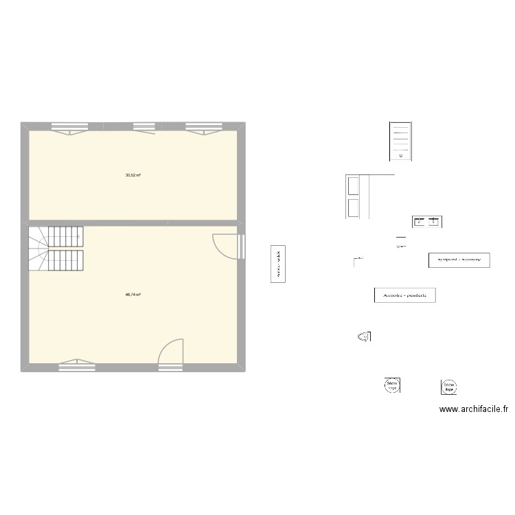 courier 1. Plan de 2 pièces et 77 m2