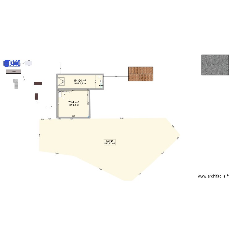 Grand Quézeau v3. Plan de 2 pièces et 130 m2