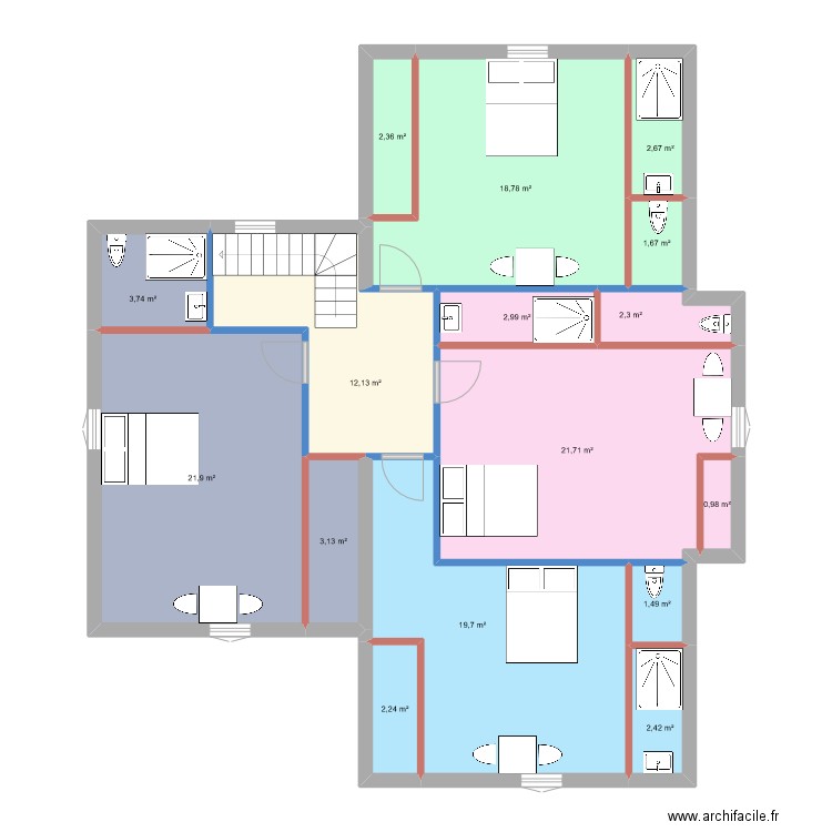 CASTEJA r+2 EDL 2 . Plan de 16 pièces et 120 m2