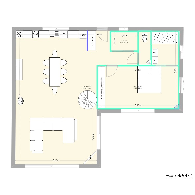 projet 1. Plan de 3 pièces et 119 m2
