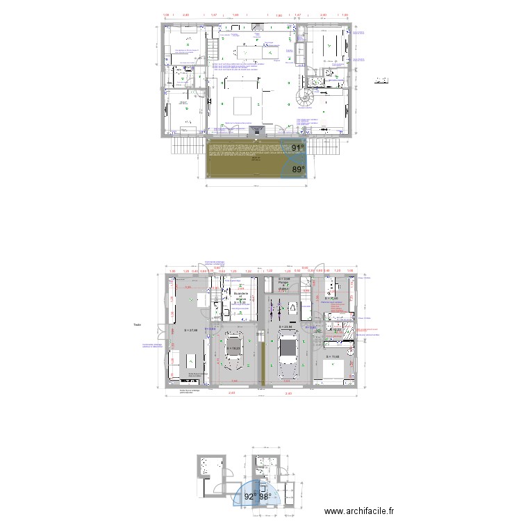 Plan sandrine II . Plan de 6 pièces et 148 m2