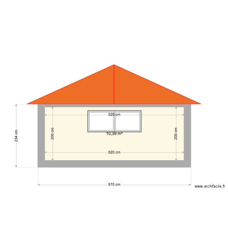 Plan Ouest. Plan de 1 pièce et 10 m2