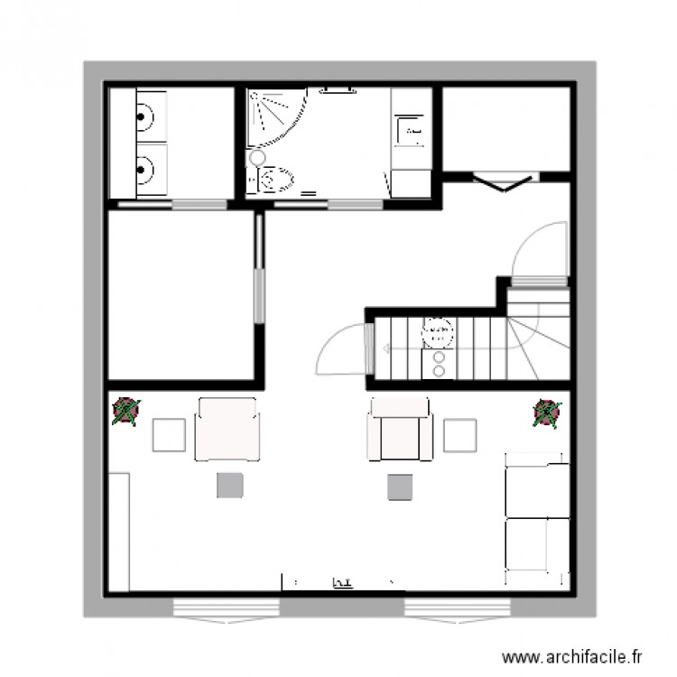 24x26. Plan de 5 pièces et 96 m2