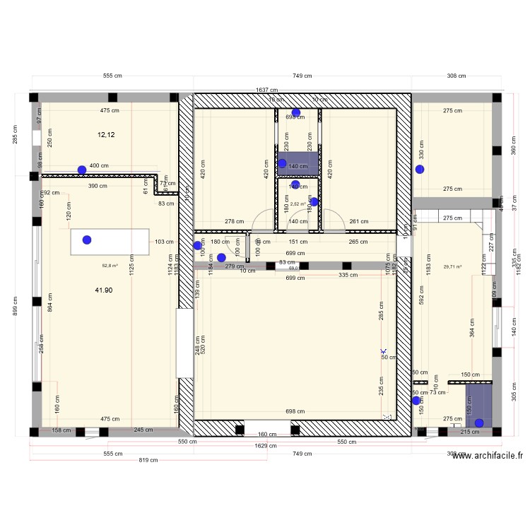 PLACO. Plan de 4 pièces et 154 m2