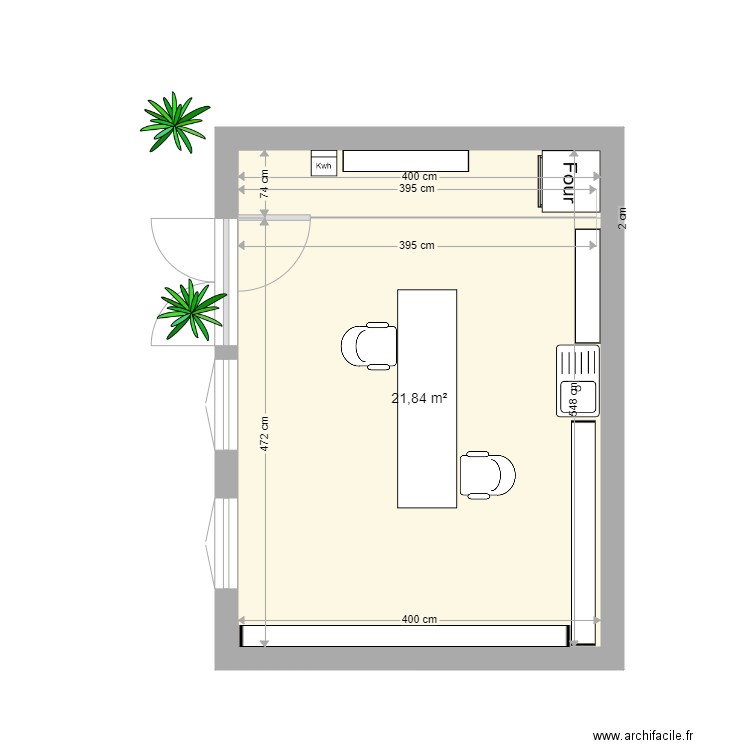 ATELIER. Plan de 1 pièce et 22 m2