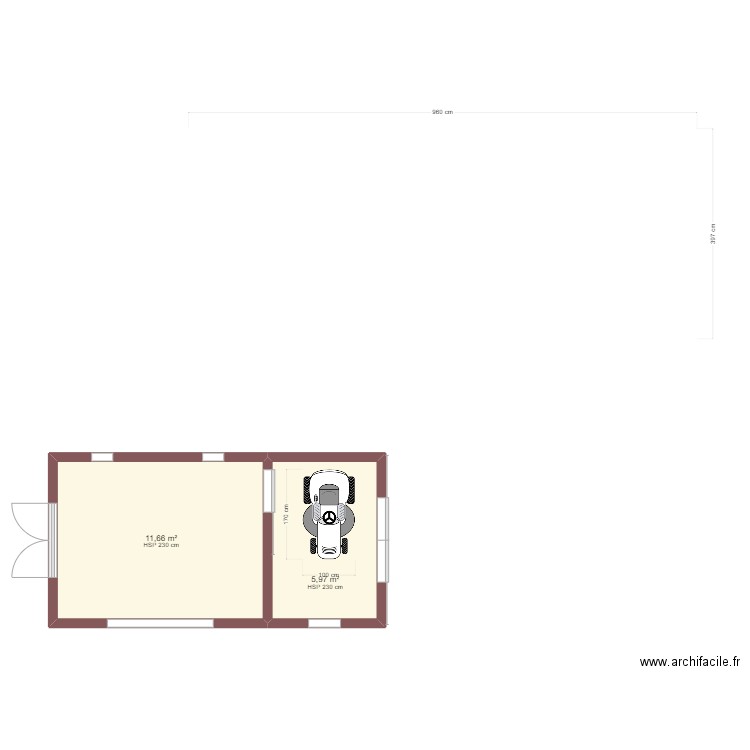 Atelier / Garage. Plan de 2 pièces et 18 m2