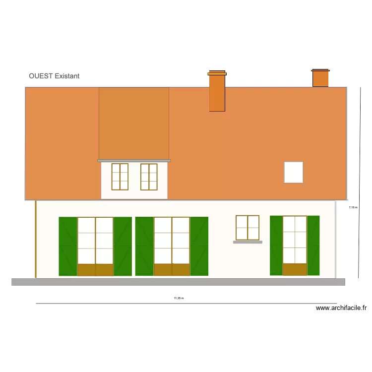Meaulne Façade Ouest. Plan de Meaulne Façade Ouest. Plan de