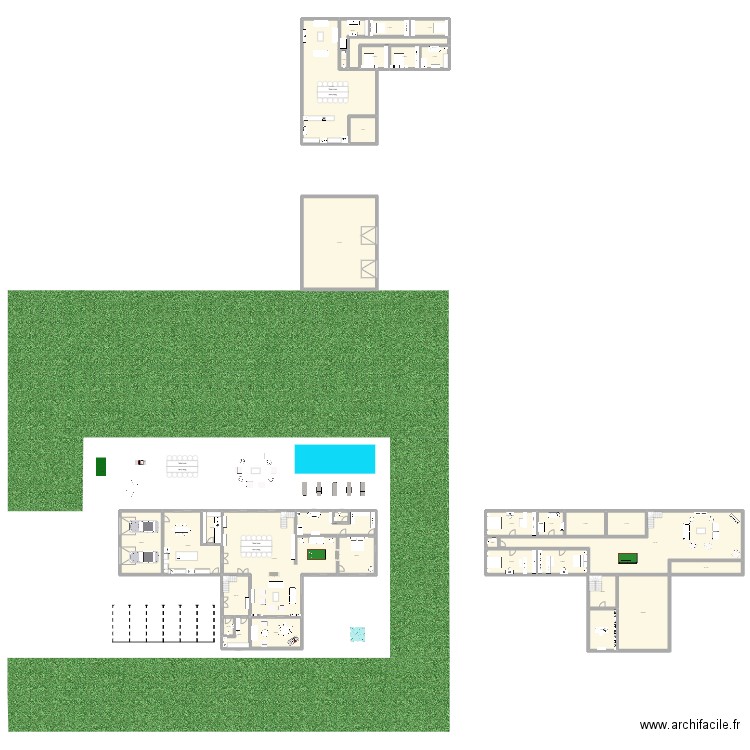 maison 1. Plan de 34 pièces et 1100 m2