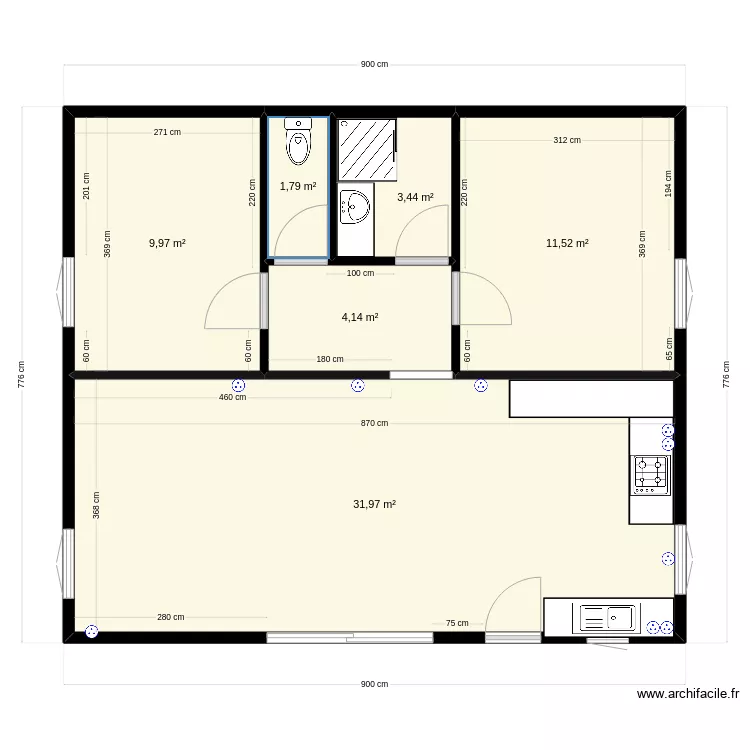 Maison Cliousclat. Plan de 