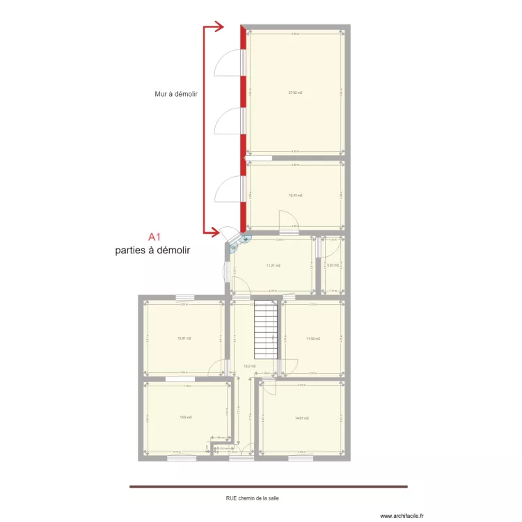A1 plan de masse parties &agrave; d&eacute;molir LA SALLE. Plan de 