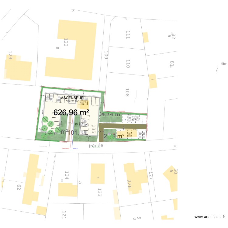 SCENARIO 1. Plan de 2 pièces et 668 m2