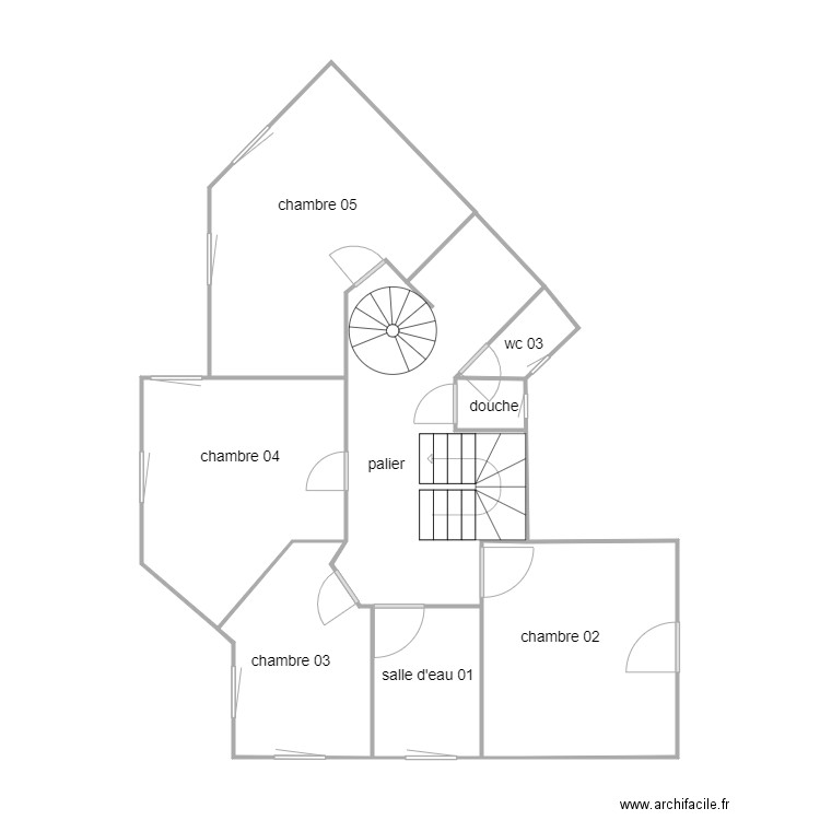 LOUPPE am 1 etage. Plan de 6 pièces et 45 m2