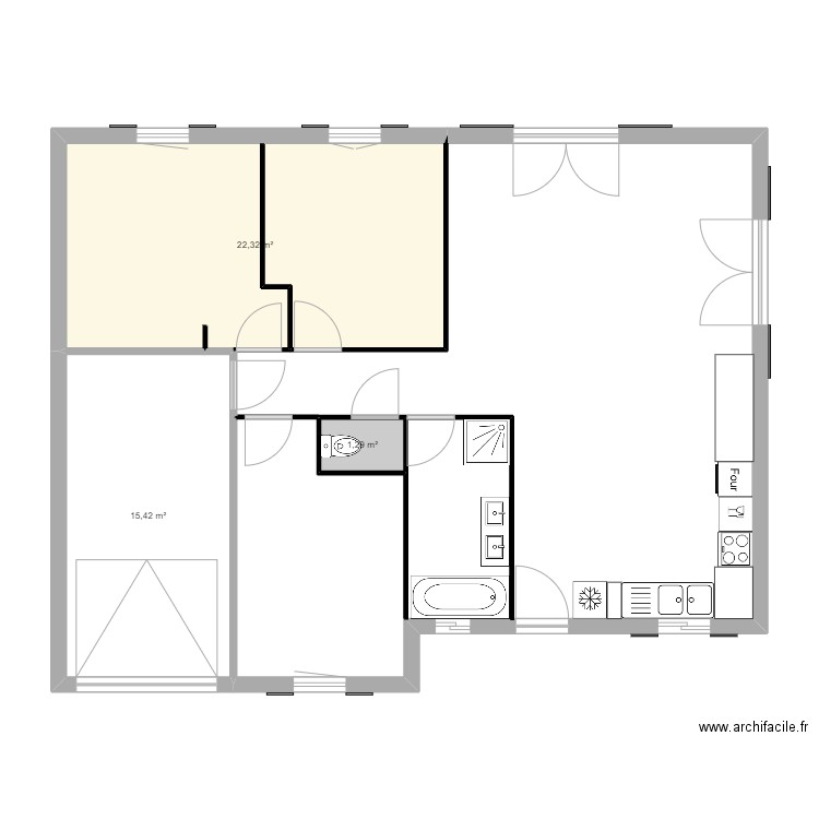 Maison CAMUS 80m   l. Plan de 3 pièces et 39 m2