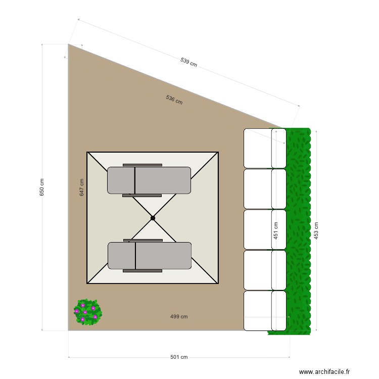 JARDIN. Plan de 1 pièce et 27 m2