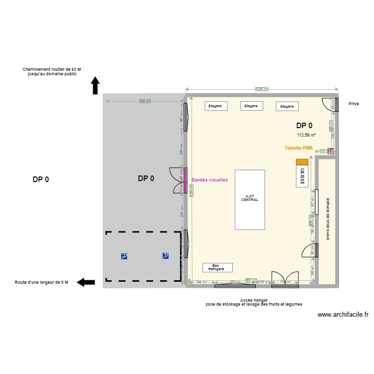Commerce fruits et l&eacute;gumes Allonnes plan apr&egrave;s travaux. Plan de 0 pièce et 0 m2