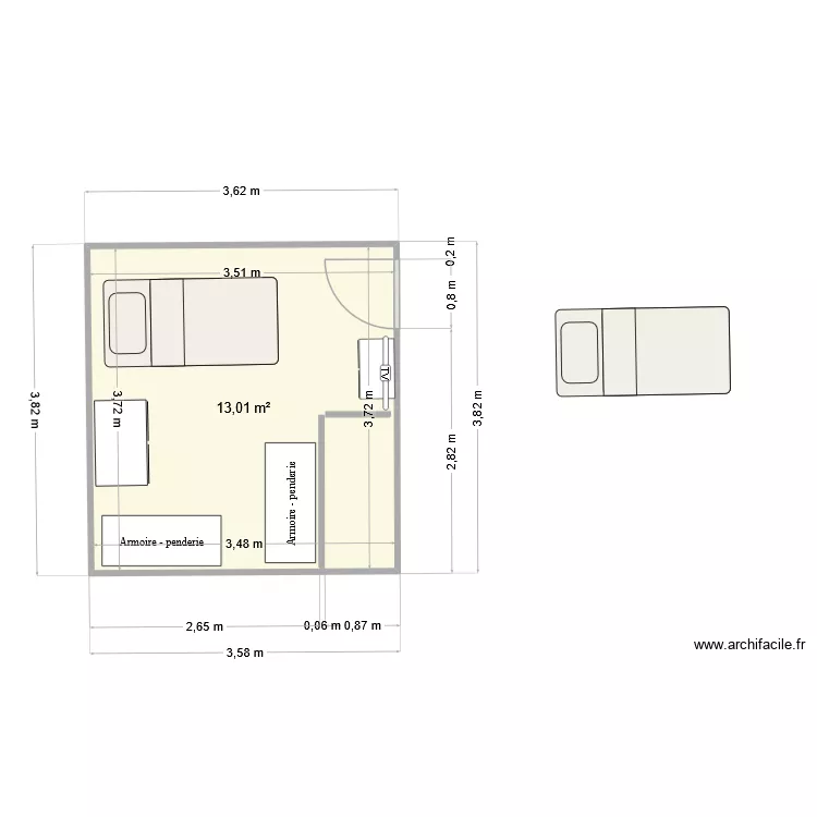 chambre3. Plan de 1 Pièce et 13 m² chambre3. Plan de 1 Pièce et 13 m²
